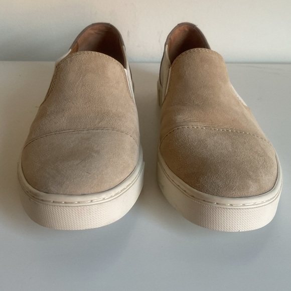 FRYE Suede Classic Sneaker Size 7 Beige Brown Color Block Minimalist Fall OOTD - Picture 6 of 16